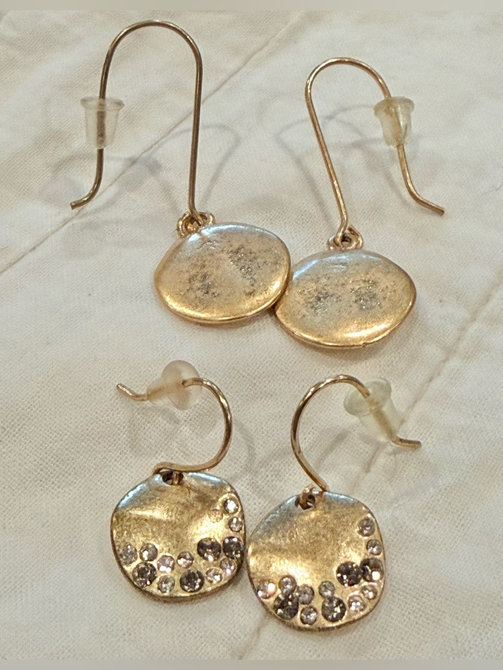 2 pairs Chloe + Isabel Gold-Tone Disc Drop Earrings-  Crystal Accents